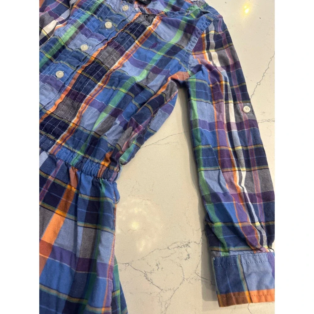Ralph Lauren Kids Plaid‎ Button Front Dress Blue Orange Green Purple 4t k7142